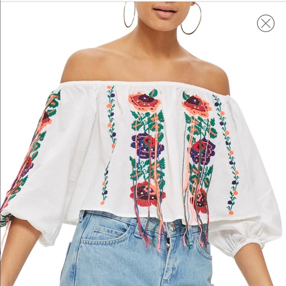 Topshop Tops Topshop Tassel Off The Shoulder Top Nwt Poshmark